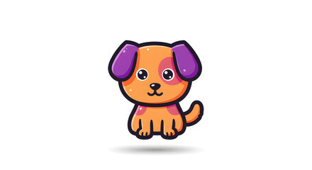 Adorable Orange Puppy Cartoon Illustration Cute Dog Icon Design