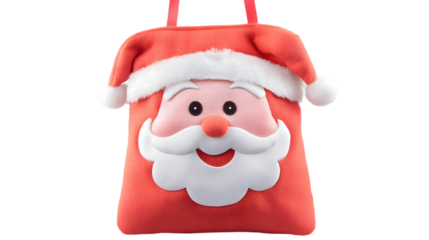Cheerful Santa Claus Gift Bag Illustration On Transparent Background