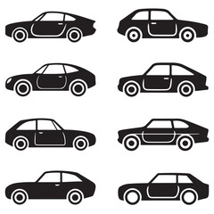 car icons line art outline black vector various silhouettes 