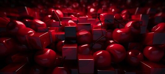 Obraz premium abstrak mozaic color of cherry in darkness, ai generative