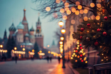 A blurry image of christmas lights with bokeh, AI. A blurry image of christmas lights with bokeh AI generated