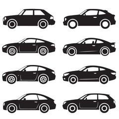 car icons line art outline black vector various silhouettes 