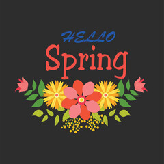Hello Spring: Vibrant Floral Design with Bold Typography and Bright Colors