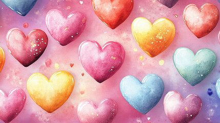 Fototapeta premium colorful hear pattern in hand painting style, abstract background of valentine's day, mother's day.