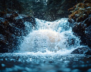 Fototapeta premium Waterfall Nature Scene Blue White Cascade