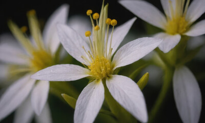 Obraz premium A bouquet of white flowers with bright yellow centers