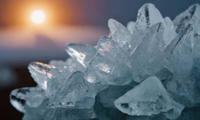Fototapeta premium A bunch of transparent ice crystals sit on a table, perfect for winter or scientific themed projects
