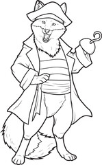 Fox Pirate Hook hand Animal Vector Graphic Art Illustration
