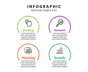 Business infographic template. 4 Step timeline  Process circle , 4 options on white background, Infograph elements vector illustration.