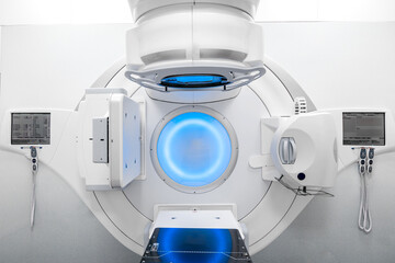 Cancer therapy, advanced medical linear accelerator in the therapeutic oncology to treat patients...