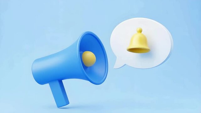 Blue horn and bell 3D scene