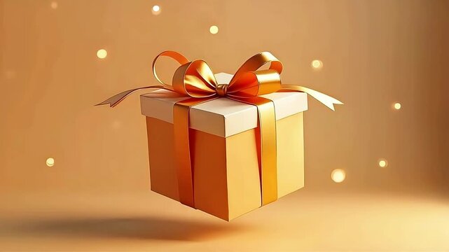 4K golden gift box open