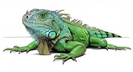 Green iguana detailed reptile stock photo