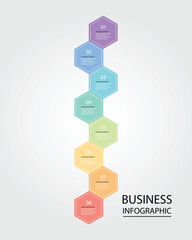 Business Infographic modern design template for banners and infographics for 8 hexagon step 