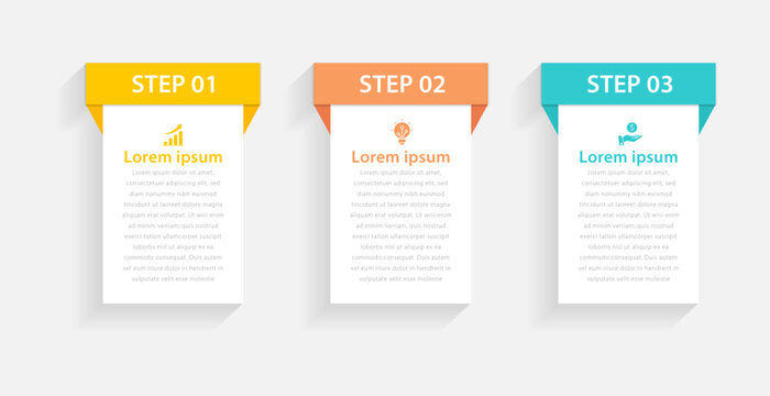 modern design template for infographic, 3 steps with icons. Infographic business concept Can be used for info graphics, flow charts, presentations, web sites, banners