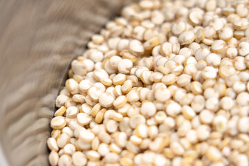 Superfood Chia Seeds in Metal Steel Container. Macro Shot. 