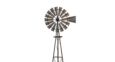 Rustic metal windmill home decor design element gray black circular blades