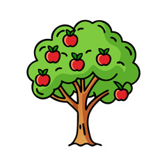 apple tree icon, apple tree vector illustration-simple illustration of apple tree, perfect for apple tree logos and icons