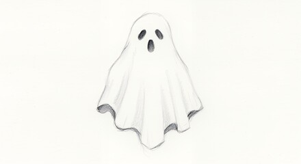 Simple ghost illustration grayscale halloween cartoon design element