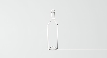 Fototapeta premium Simple line drawing of wine bottle minimalist beverage design graphic