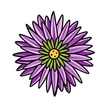 purple flower cartoon style on white clip art preview