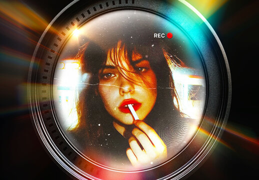 Fish Eye Camera Lens Photo Effect Mockup With Generative AI