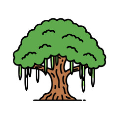 banyan tree icon, banyan tree vector illustration-simple illustration of banyan tree, perfect for banyan tree logos and icons
