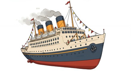 Vintage ocean liner illustration classic ship design for travel and adventure
