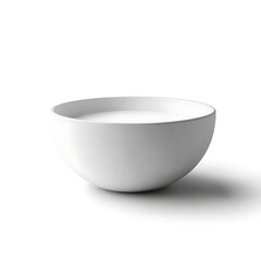 realistic bowl of smooth white yoghurt placed on a clean white background perfect for healthy eating, dairy products, and food photography 