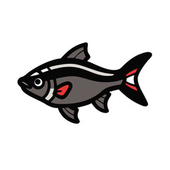 black skirt tetra fish icon, black skirt tetra fish vector illustration-simple illustration of black skirt tetra fish, perfect for black skirt tetra fish logos and icons