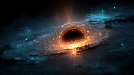 Surreal Black Hole Devouring Stars in Cosmic Distortion, Background