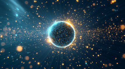 Cosmic energy burst outer space digital animation vibrant universe aerial view abstract science concept