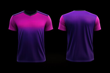Purple and pink jersey template for team clubs, jersey sport, front and back isolated on a transparent background, cut out, PNG, T-shirt mockup sports jersey template design