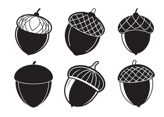 Acorn silhouette vector Set, Acorn Icon, Acorn Design