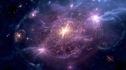 Obraz premium Mystical Galaxy Core with Radiating Magical Energy, Background