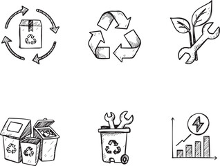hand draw icon pack set black