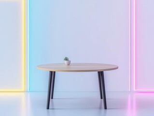 Cozy Indoor Setting with a Lush Green Plant on a Wooden Table Against a Softly Textured Wall Evoking Calmness and Natural Serenity at Home