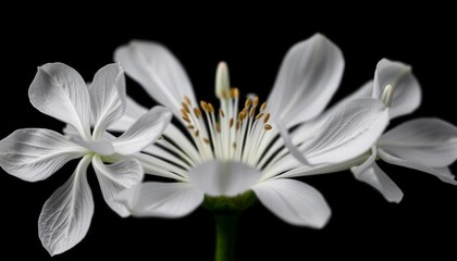 Obraz premium Elegant White Flower with Delicate Petals on Black Background