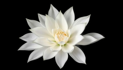 Obraz premium Beautiful White Lotus Flower with Petals on Black Background