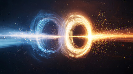 Dynamic energy duality cosmic light interaction outer space digital art sci-fi abstract viewpoint