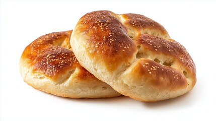 Two pieces of traditional Giresun pastries with a golden-brown crust, showcasing their soft, crumbly texture, isolated against a clean white background