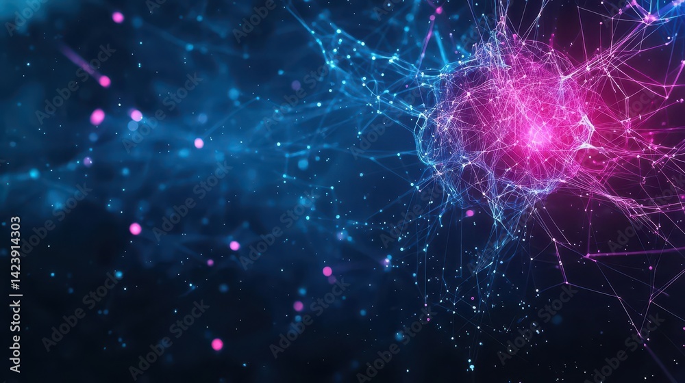 Poster abstract network of interconnected lines and dots creating a dynamic visual representation of connec