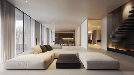 Fototapeta premium Modern Minimalist Living Room Interior Design