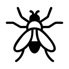 Black Fly Icon Silhouette Vector Isolated on Transparent Background