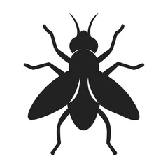 Black Fly Icon Silhouette Vector Isolated on Transparent Background