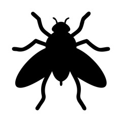 Black Fly Icon Silhouette Vector Isolated on Transparent Background