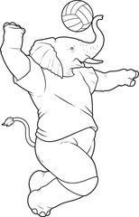 Elephant Volleyball player Volleyball Animal Vector Graphic Art Illustration