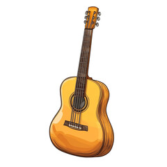 Naklejka premium A yellow acoustic guitar illustration isolated on black background a musical instrument