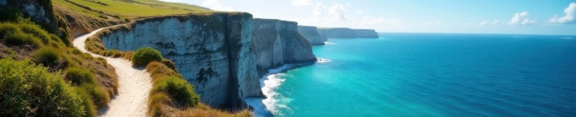 Fototapeta premium Stunning coastal view, rugged cliffs, azure sea Path of Gods trekking perspective , Scenery, Trekking