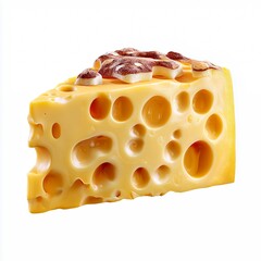 Pale Yellow Swiss Cheese Wedge with Brown Decorations